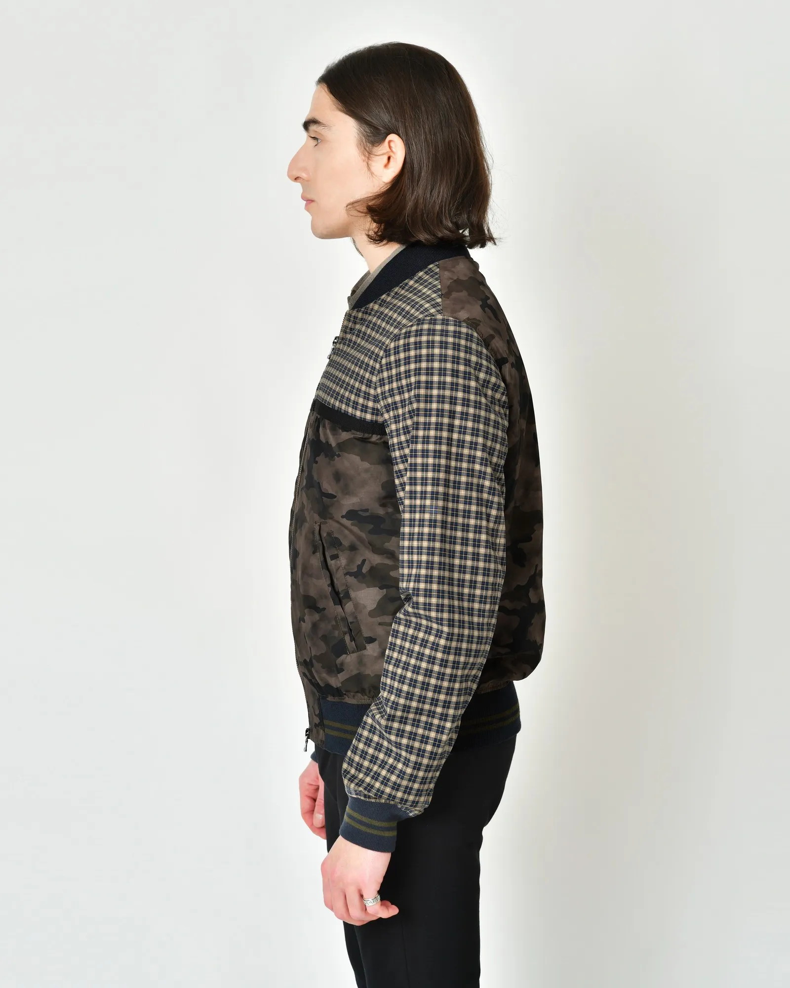 Blouson à imprimé carreaux et camouflage Ly Adams 