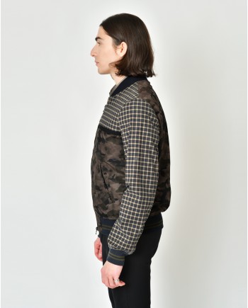 Blouson à imprimé carreaux et camouflage Ly Adams 