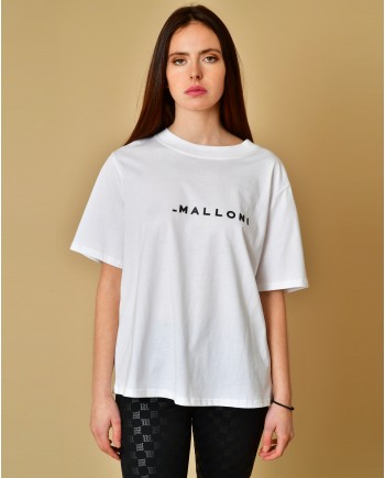 T-shirt en coton blanc à logo Malloni 