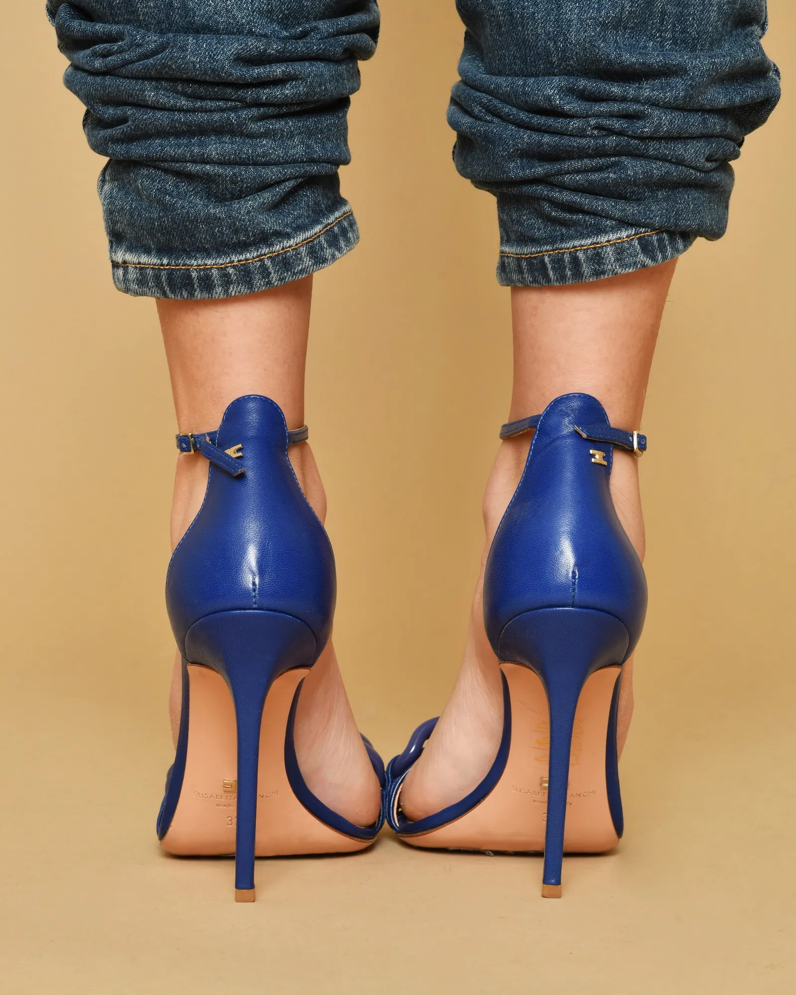 Sandales en cuir bleu Elisabetta Franchi 