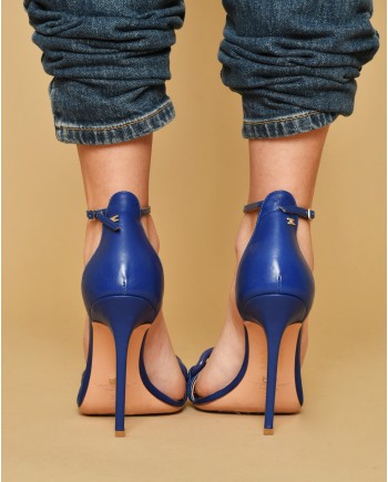 Sandales en cuir bleu Elisabetta Franchi 