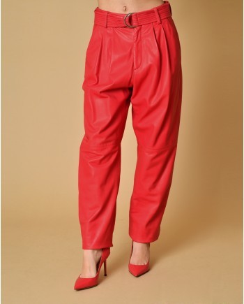 Pantalon carotte en cuir Parosh 