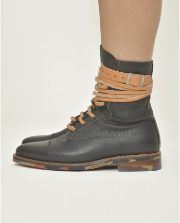 Bottines en cuir noir Black Dandy 