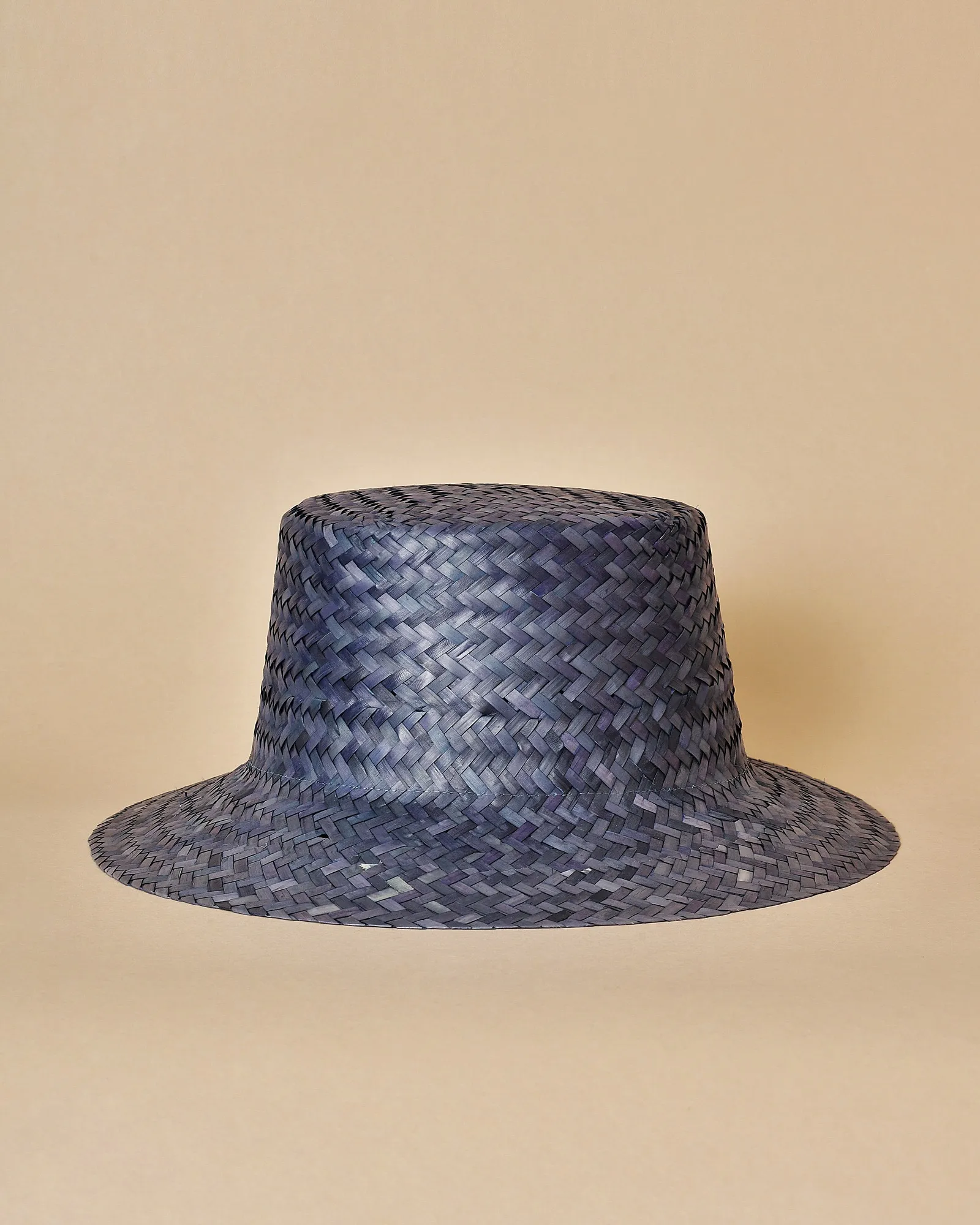 Chapeau fedora en raphia tressé bleu Reinhart Planke 