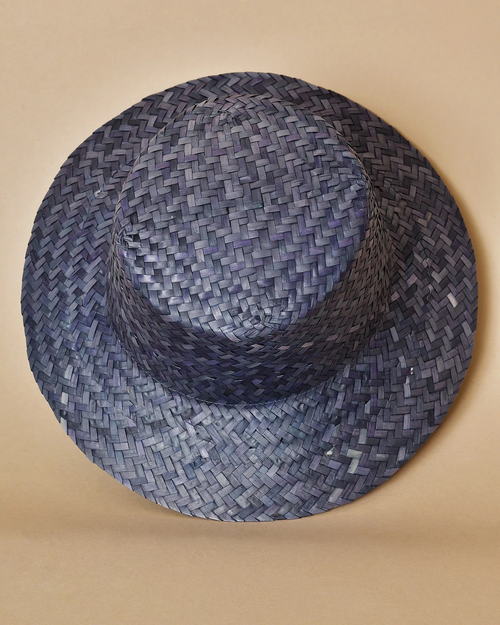 Chapeau fedora en raphia tressé bleu Reinhart Planke 