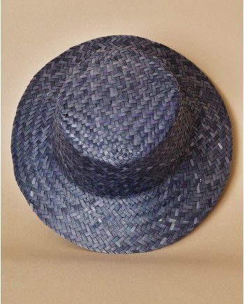 Chapeau fedora en raphia tressé bleu Reinhart Planke 