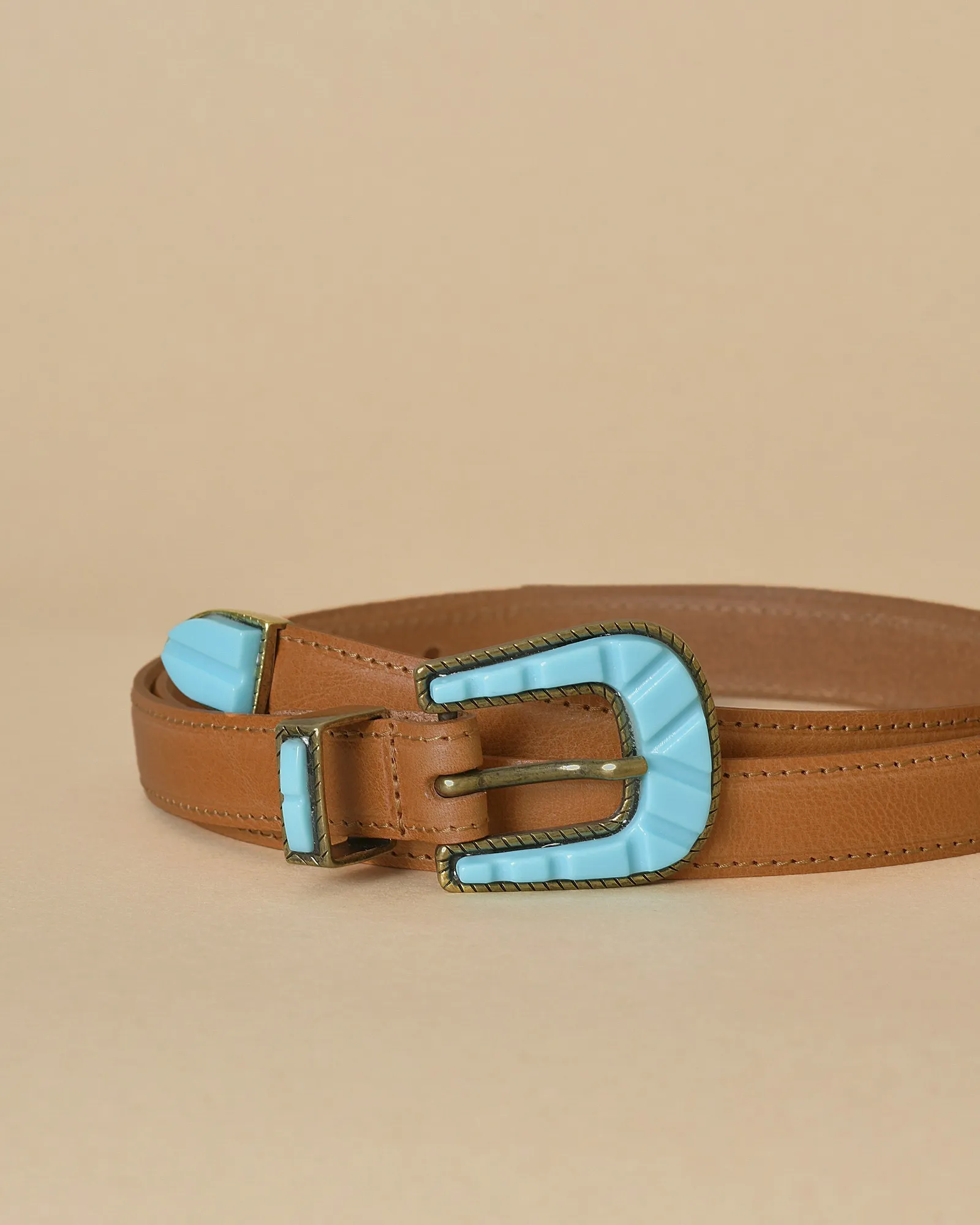 Ceinture en cuir et boucle turquoise Sfizio 