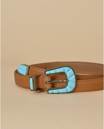 Ceinture en cuir et boucle turquoise Sfizio 