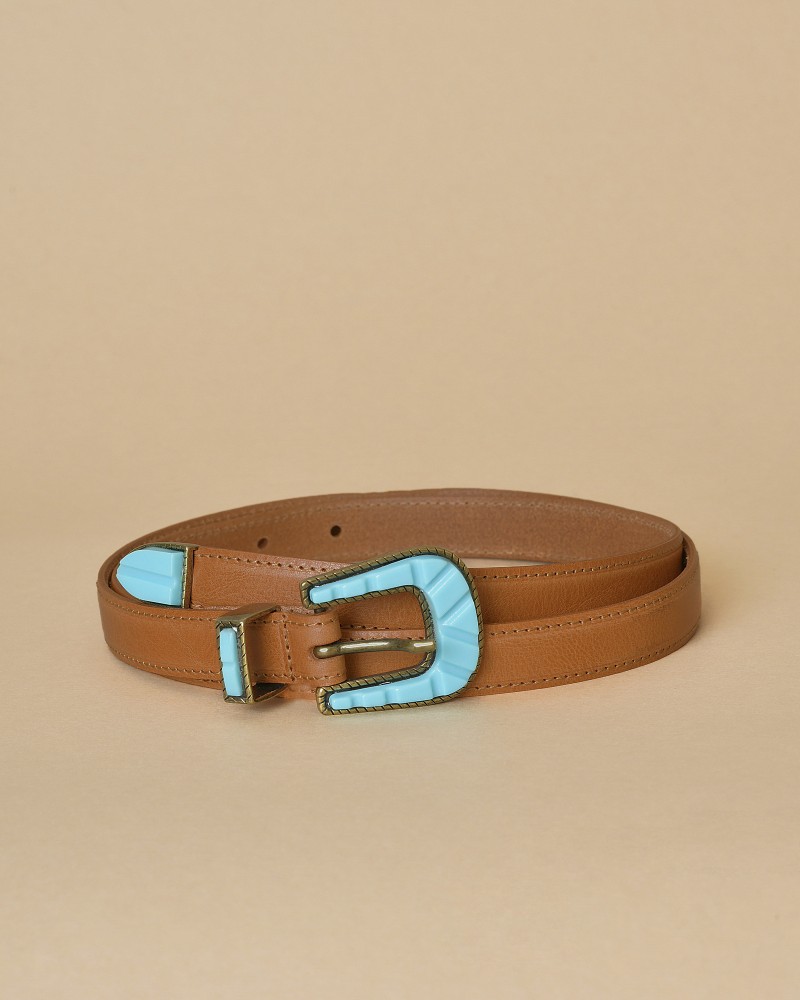 Ceinture en cuir et boucle turquoise Sfizio 