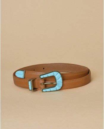 Ceinture en cuir et boucle turquoise Sfizio 