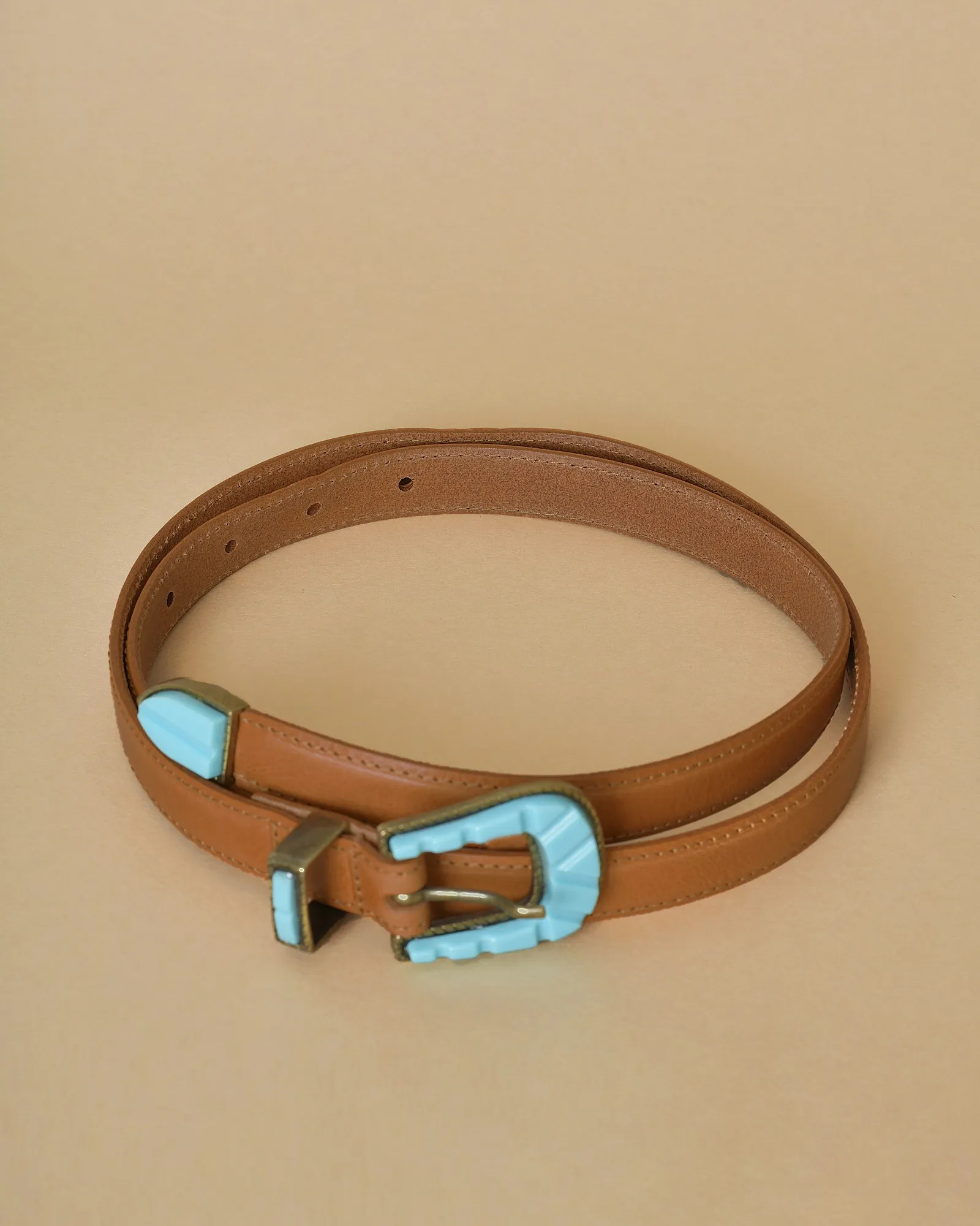 Ceinture en cuir et boucle turquoise Sfizio 