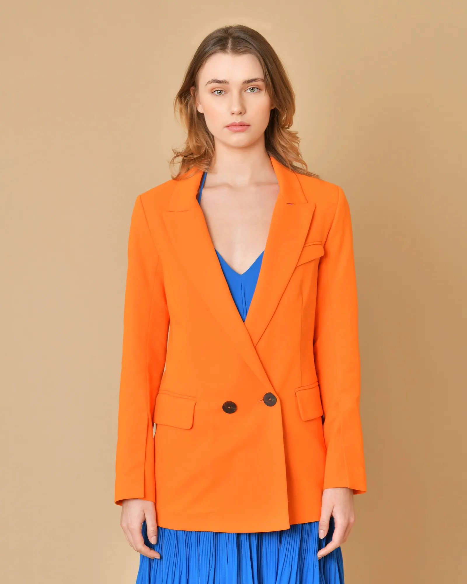 Blazer en coton orange Beatrice B 