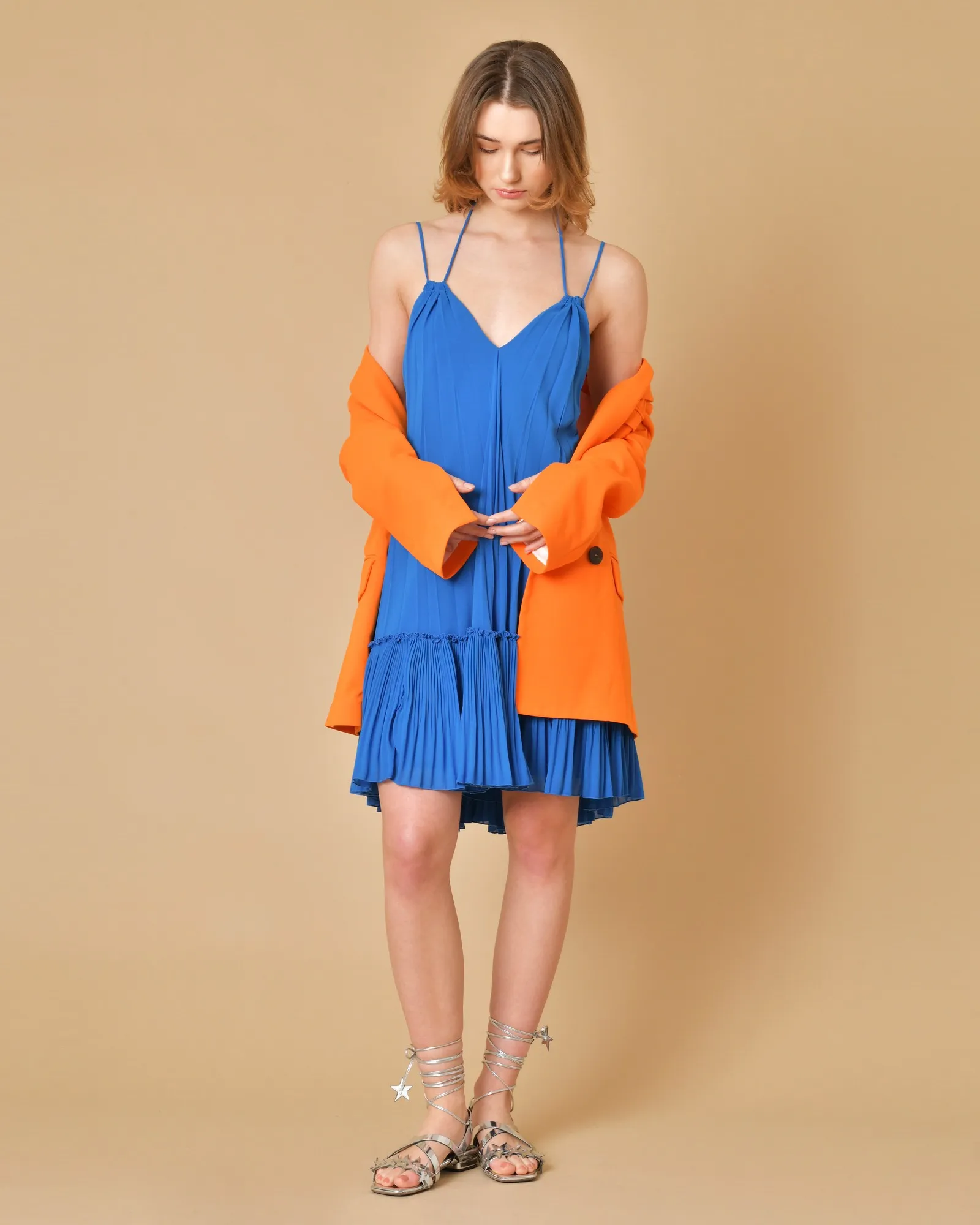 Robe bleue plissée Beatrice B 