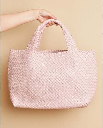 Sac en cuir tressé rose clair Falorni 