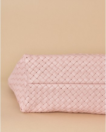 Sac en cuir tressé rose clair Falorni 