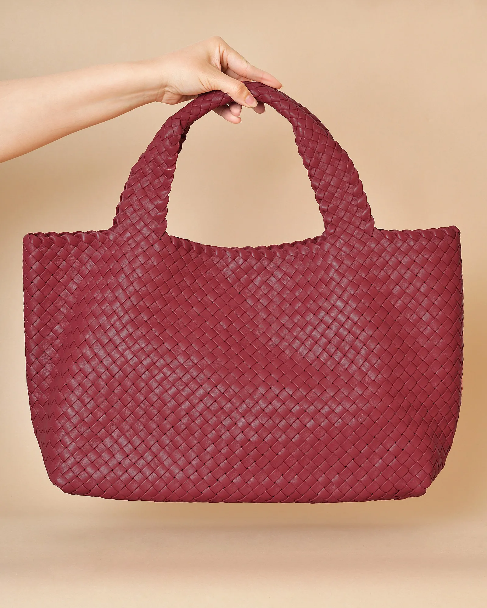 Sac en cuir tressé rouge Falorni 