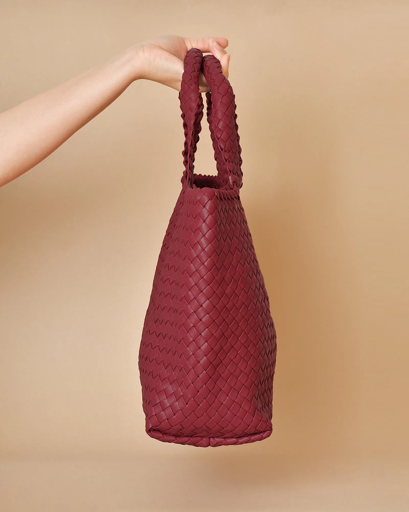 Sac en cuir tressé rouge Falorni 