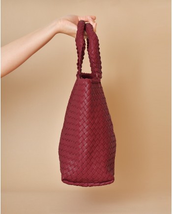 Sac en cuir tressé rouge Falorni 