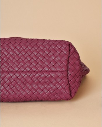 Sac en cuir tressé framboise Falorni 