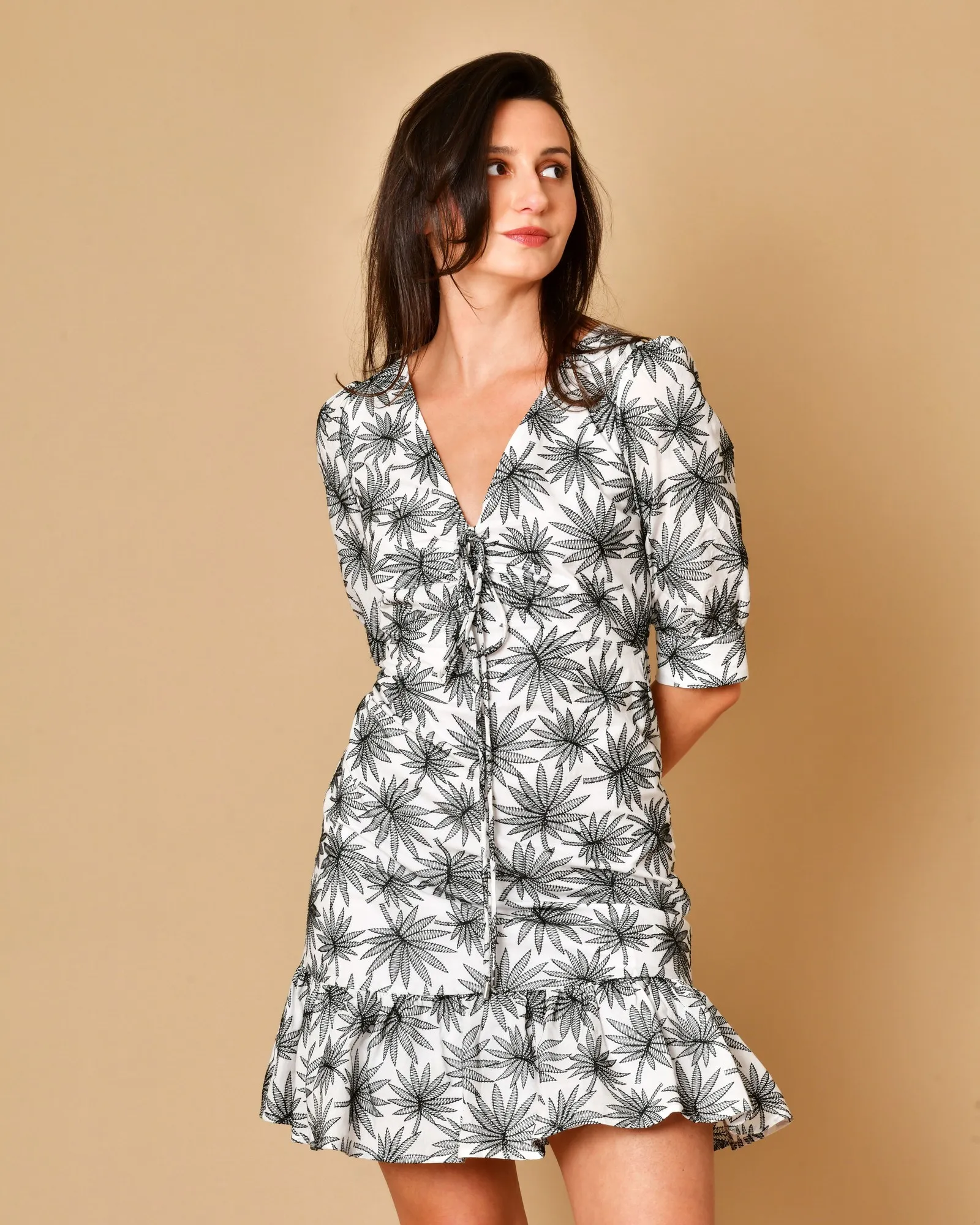 Robe en coton à motifs palmiers Michael Kors 