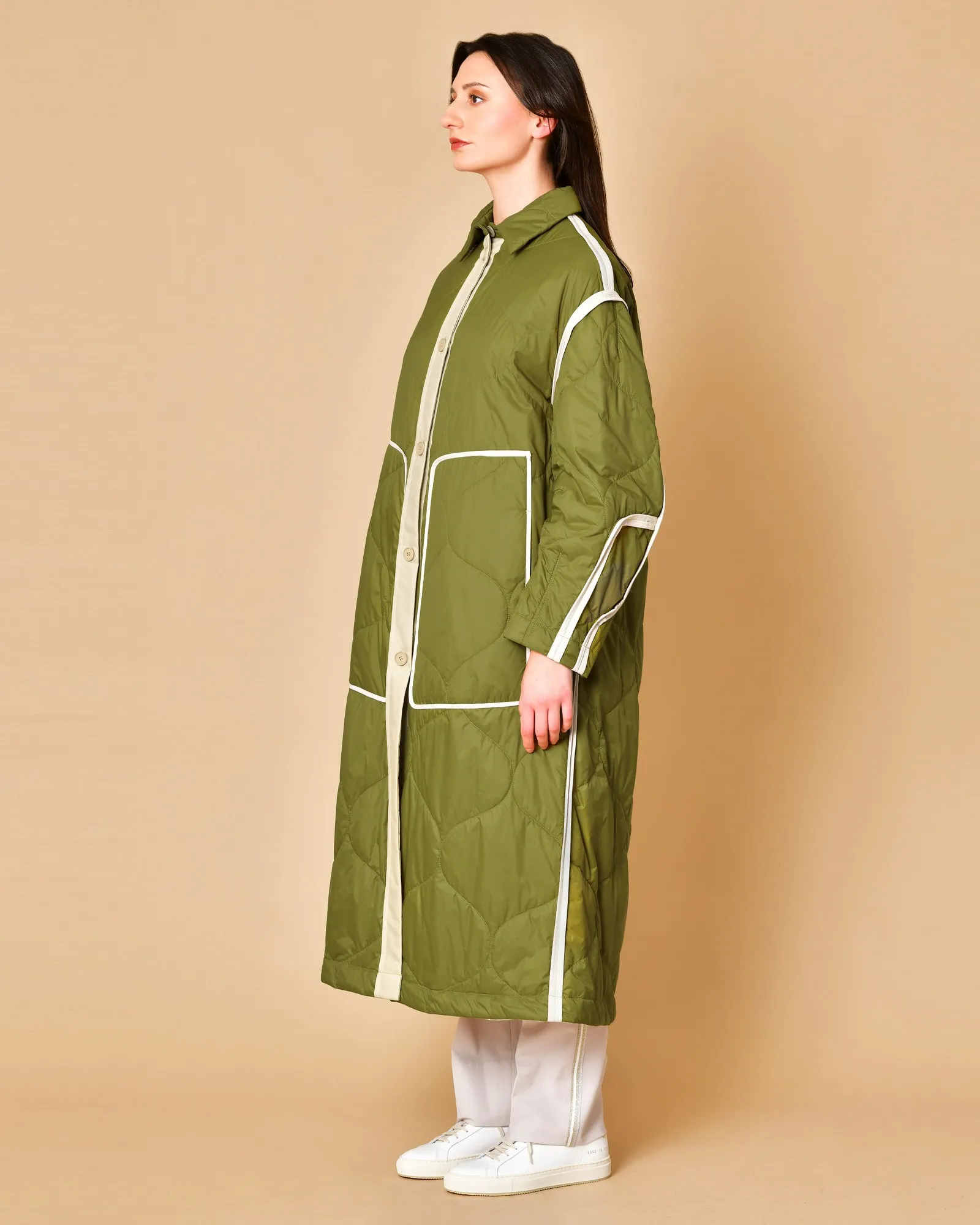 Manteau matelassé vert olive imperméable T_Coat 