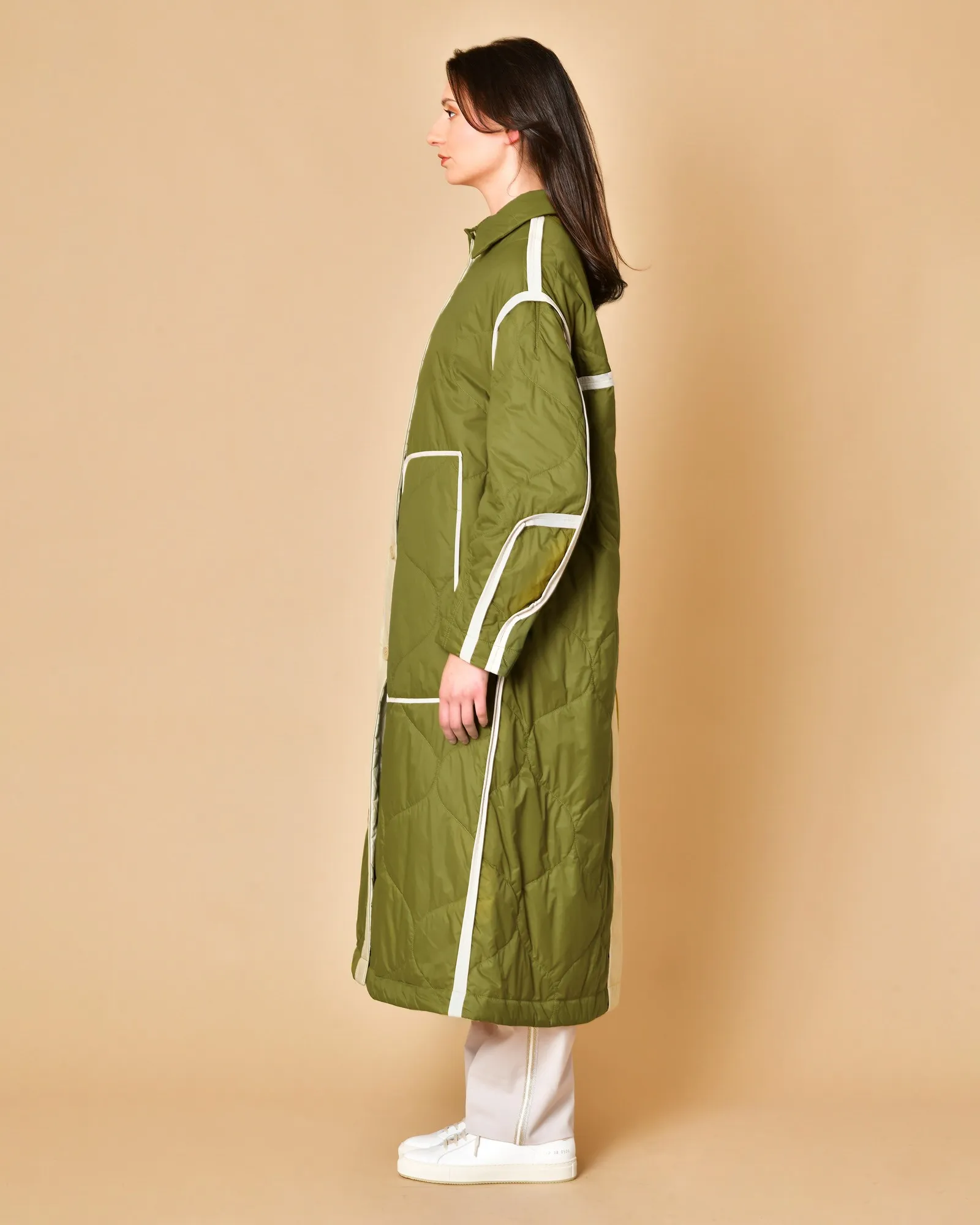 Manteau matelassé vert olive imperméable T_Coat 