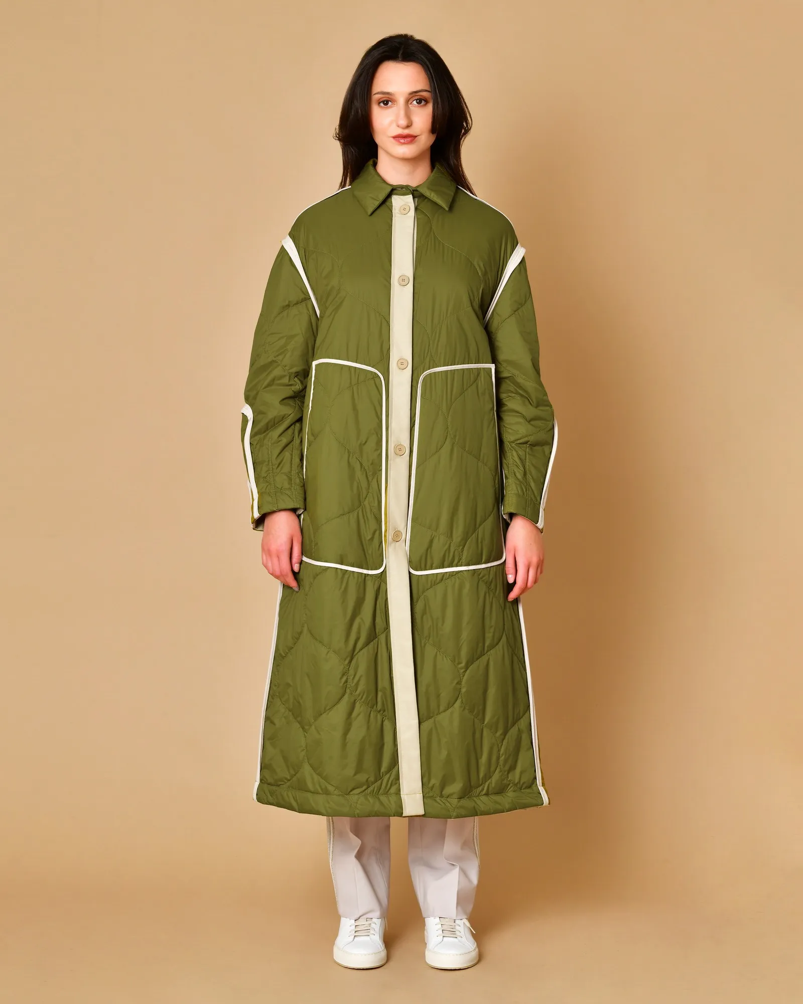 Manteau matelassé vert olive imperméable T_Coat 