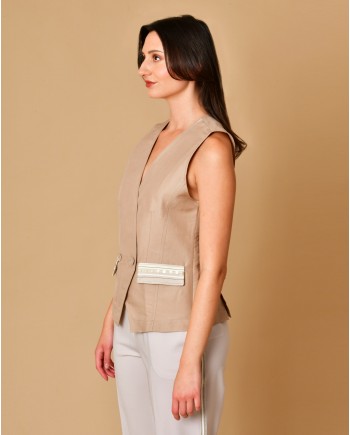 Gilet en coton beige Lorena Antoniazzi 