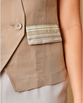 Gilet en coton beige Lorena Antoniazzi 