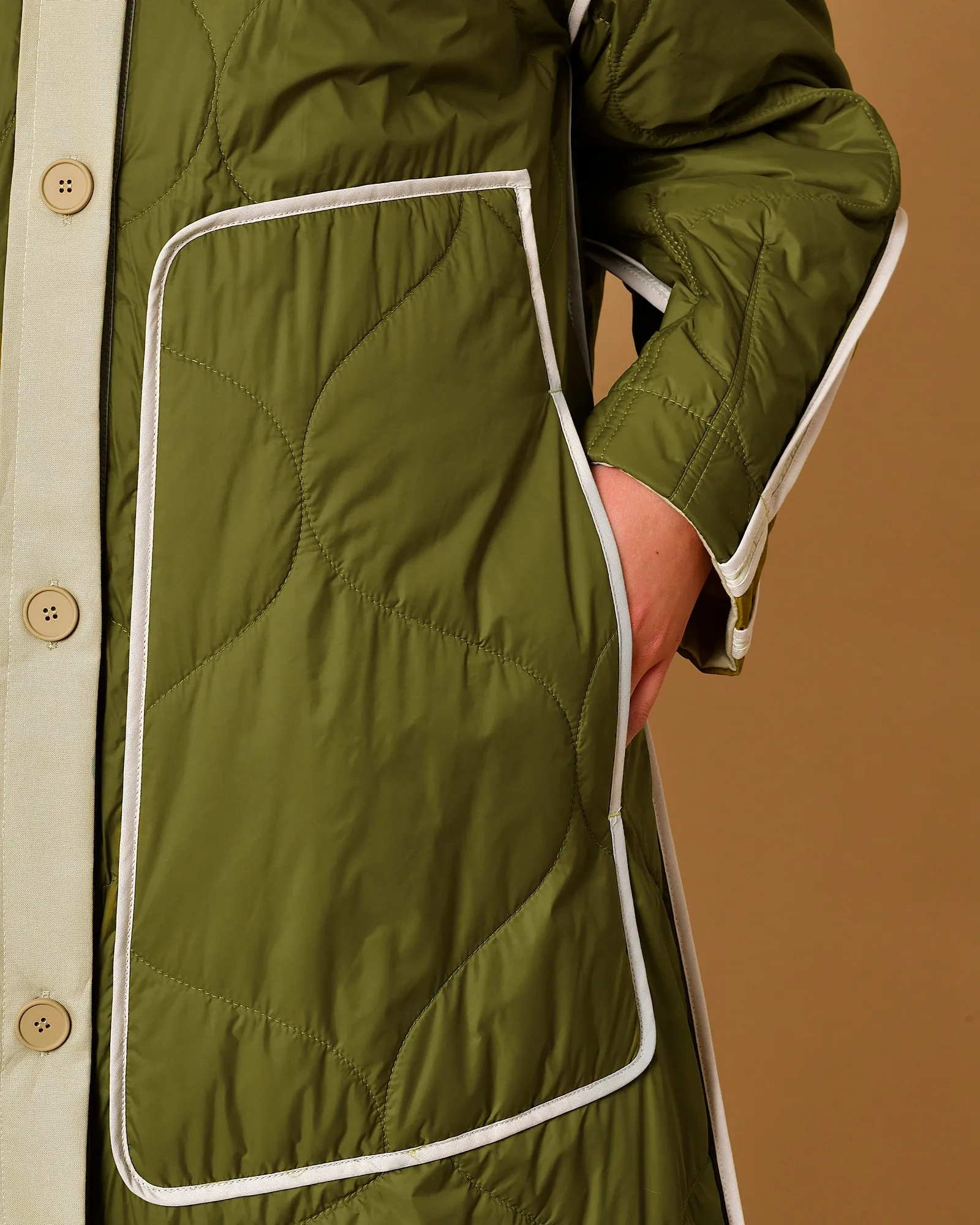 Manteau matelassé vert olive imperméable T_Coat 