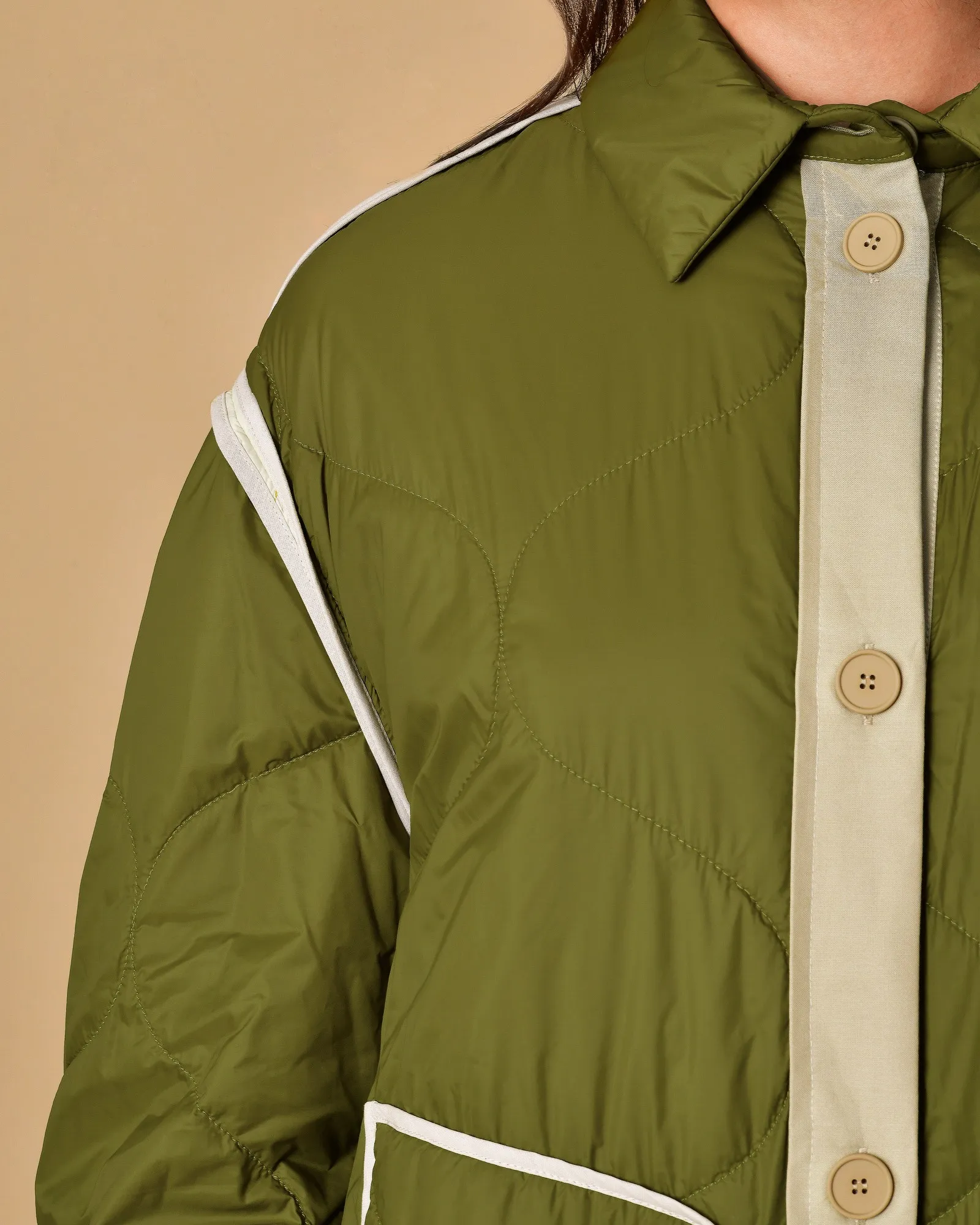 Manteau matelassé vert olive imperméable T_Coat 