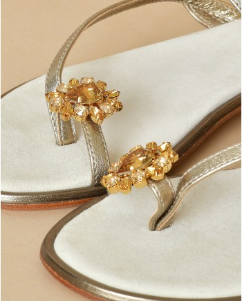 Sandales en cuir avec bijou cristal Casheart 