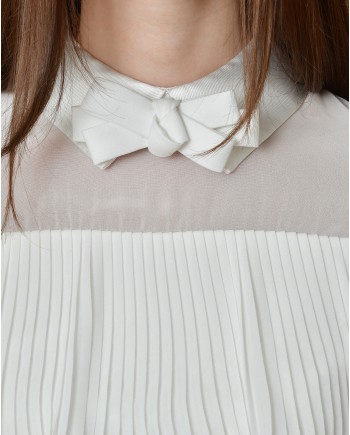 Blouse blanche avec nœud et volants Edward Achour 