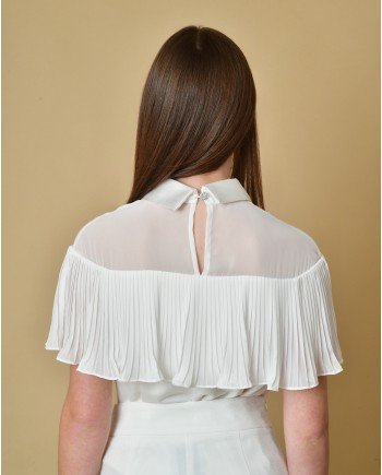 Blouse blanche avec nœud et volants Edward Achour 