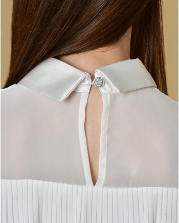 Blouse blanche avec nœud et volants Edward Achour 