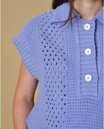 Pull en maille à boutons sans manches Tela 