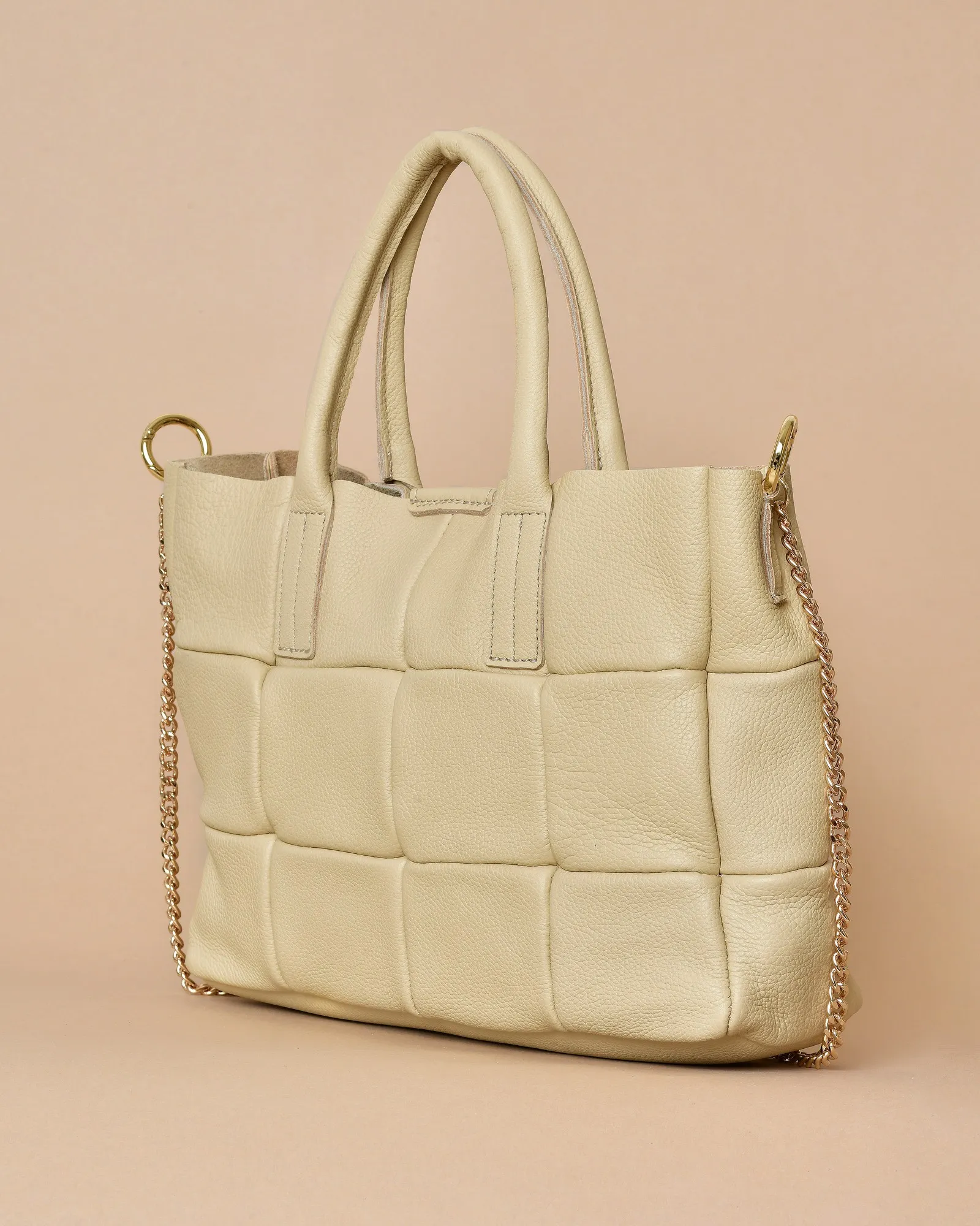 Sac à main en cuir texturé beige Falorni 