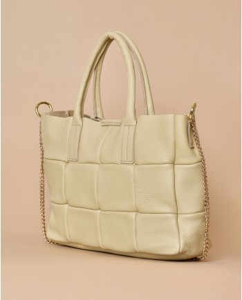 Sac à main en cuir texturé beige Falorni 