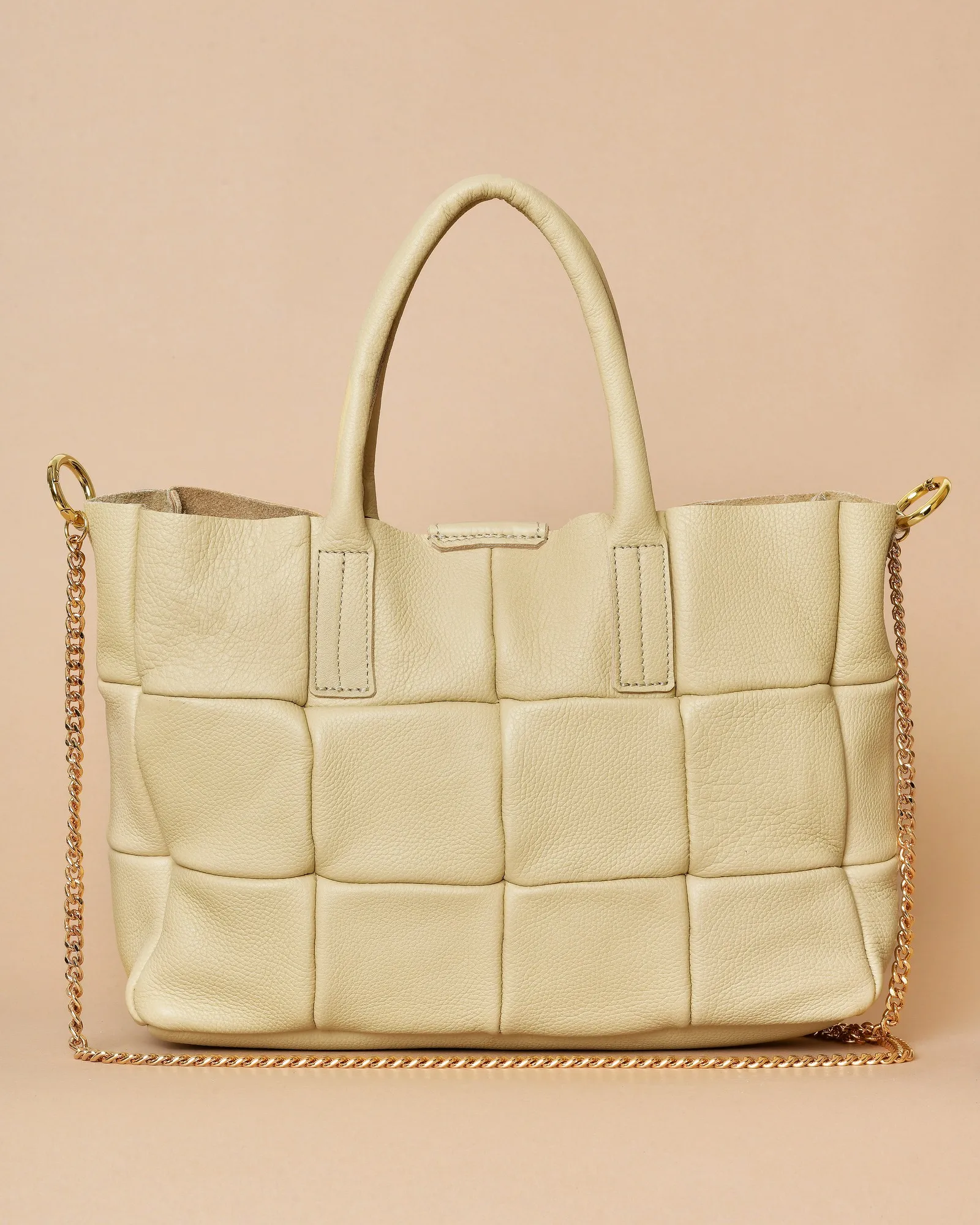 Sac à main en cuir texturé beige Falorni 