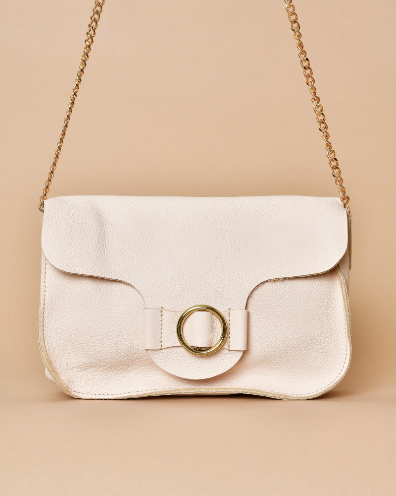 Pochette beige cuir texturé Falorni 