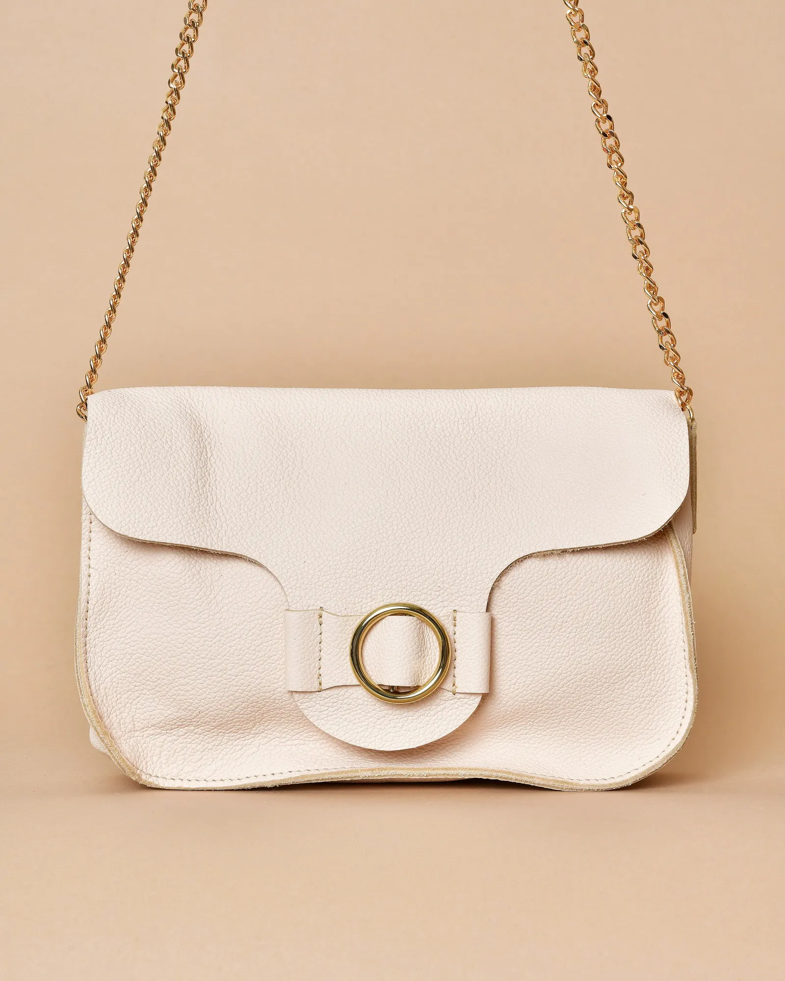 Pochette beige cuir texturé Falorni 