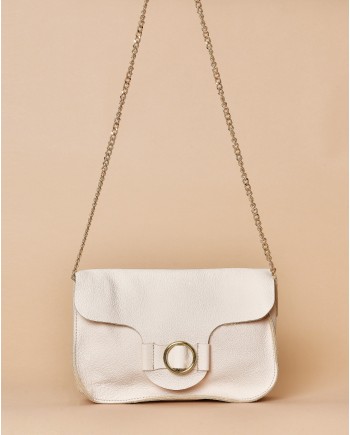 Pochette beige cuir texturé Falorni 