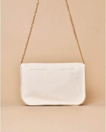 Pochette beige cuir texturé Falorni 