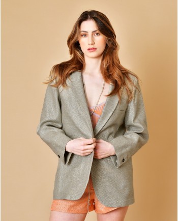 Veste tailleur gris taupe métallisée Forte-Forte 