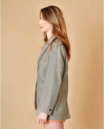 Veste tailleur gris taupe métallisée Forte-Forte 