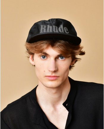 Casquette noire cirée floquée Rhude 