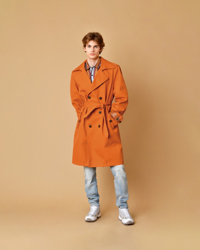 Trench coat en coton orange à ceinture Lords & Fools 