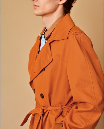 Trench coat en coton orange à ceinture Lords & Fools 