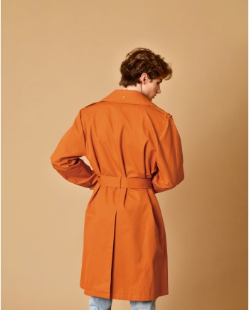 Trench coat en coton orange à ceinture Lords & Fools 