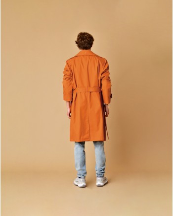 Trench coat en coton orange à ceinture Lords & Fools 